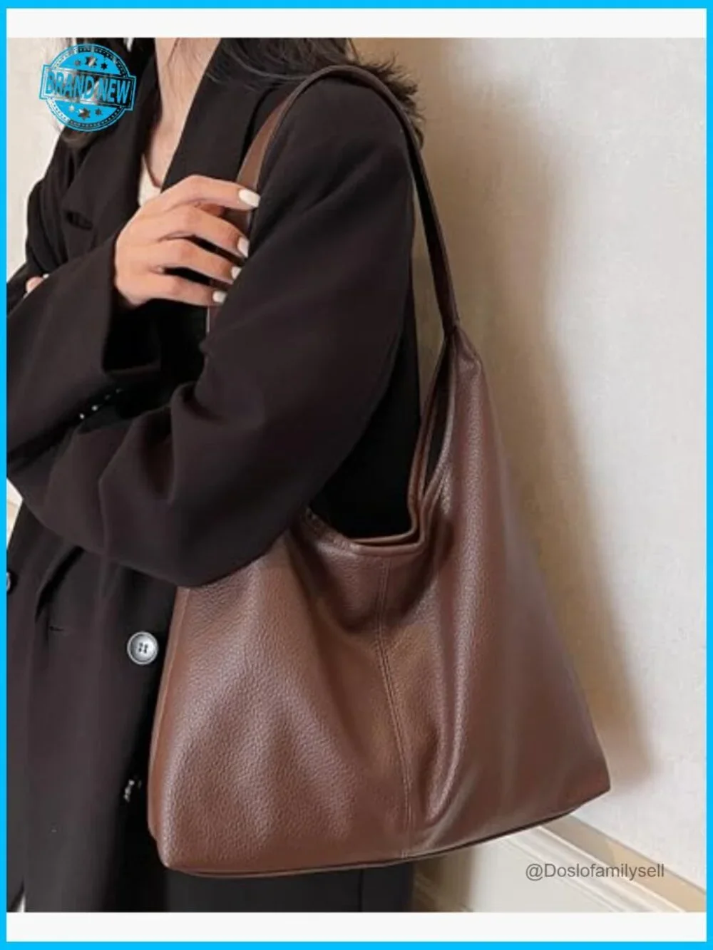 Faux Leather Hobo Tote Bag Minimalist Chic Spacious Shoulder Bag Everyday Use